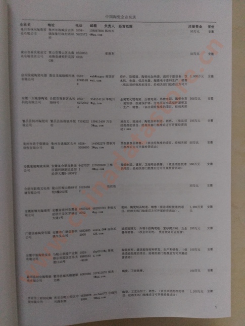 中國(guó)陶瓷企業(yè)黃頁(yè)可開(kāi)展精準(zhǔn)營(yíng)銷(xiāo)，電話(huà)營(yíng)銷(xiāo)、郵件營(yíng)銷(xiāo)、傳真營(yíng)銷(xiāo)等等多管齊下，圓您銷(xiāo)售冠軍夢(mèng)