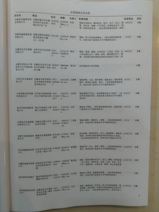 中國服裝企業(yè)黃頁可開展精準(zhǔn)營銷，電話營銷、郵件營銷、傳真營銷等等多管齊下，圓您銷售冠軍夢(mèng)