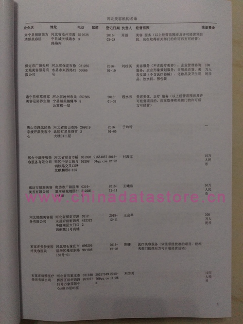 河北美容院企業黃頁收錄了最新的河北美容院企業名單，具有極高的營銷價值，實實在在提高銷售業績