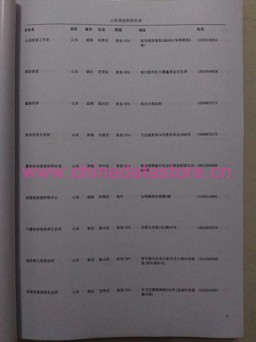 山東美容院企業(yè)黃頁收錄了最新的山東美容院企業(yè)名單，具有極高的營銷價值，實實在在提高銷售業(yè)績
